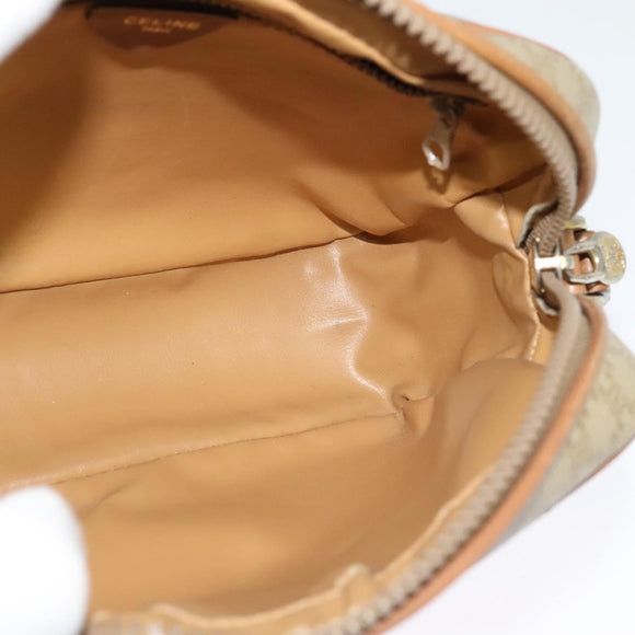 CELINE Macadam Canvas Shoulder Bag Beige Gold Auth 126988