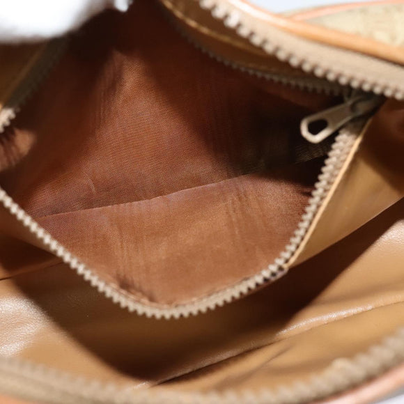 CELINE Macadam Canvas Shoulder Bag Beige Gold Auth 126988