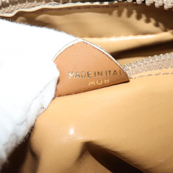 CELINE Macadam Canvas Shoulder Bag Beige Gold Auth 126988