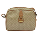 CELINE Macadam Canvas Shoulder Bag Beige Gold Auth 126988-13