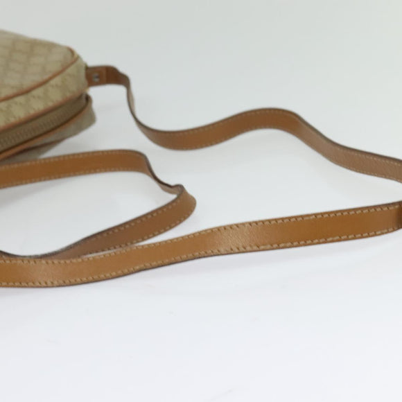 CELINE Macadam Canvas Shoulder Bag Beige Gold Auth 126988