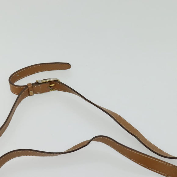 CELINE Macadam Canvas Shoulder Bag Beige Gold Auth 126988