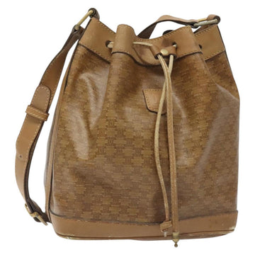 CELINE Macadam Canvas Shoulder Bag PVC Brown Gold Auth 126992
