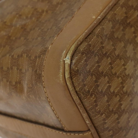 CELINE Macadam Canvas Shoulder Bag PVC Brown Gold Auth 126992