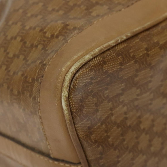 CELINE Macadam Canvas Shoulder Bag PVC Brown Gold Auth 126992