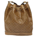CELINE Macadam Canvas Shoulder Bag PVC Brown Gold Auth 126992-2