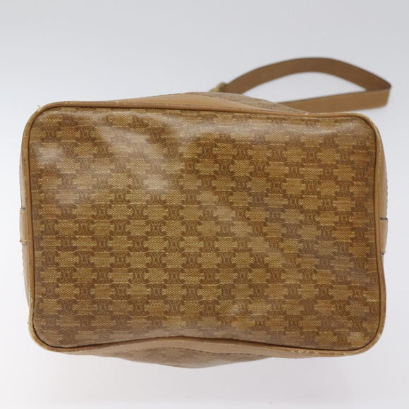 CELINE Macadam Canvas Shoulder Bag PVC Brown Gold Auth 126992