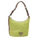 PRADA Shoulder Bag Nylon Silver Light green Auth 126993V-1