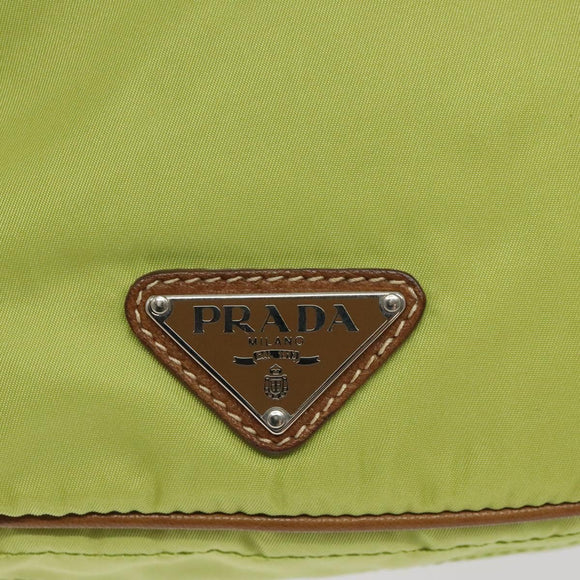 PRADA Shoulder Bag Nylon Silver Light green Auth 126993V