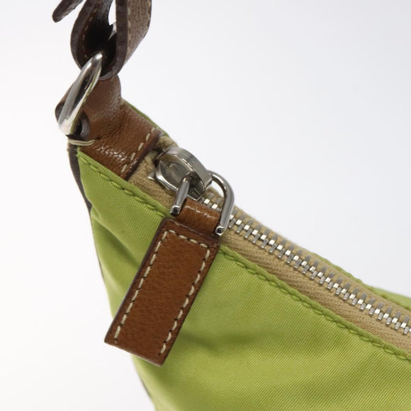 PRADA Shoulder Bag Nylon Silver Light green Auth 126993V