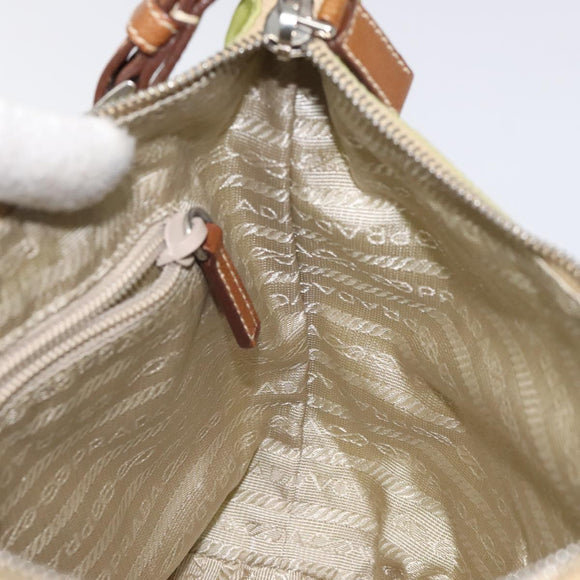 PRADA Shoulder Bag Nylon Silver Light green Auth 126993V