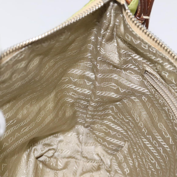 PRADA Shoulder Bag Nylon Silver Light green Auth 126993V