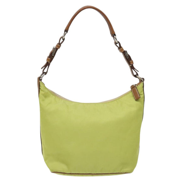 PRADA Shoulder Bag Nylon Silver Light green Auth 126993V