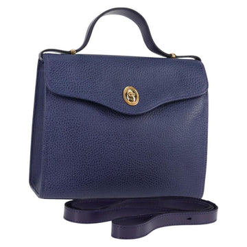 Christian Dior Hand Bag Leather 2way Purple Gold Auth 126994V