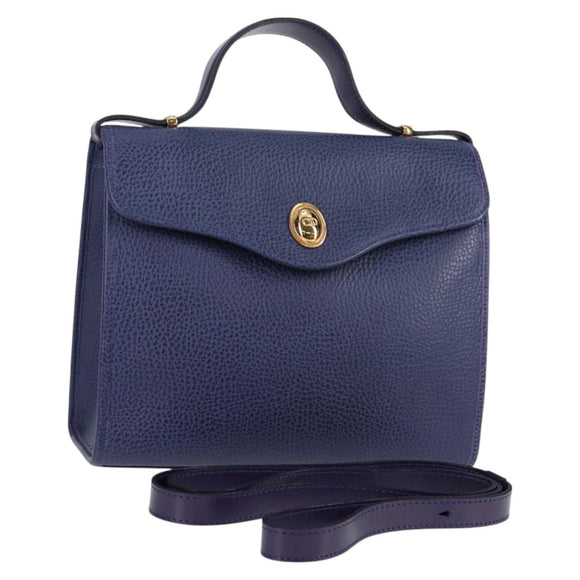 Christian Dior Hand Bag Leather 2way Purple Gold Auth 126994V