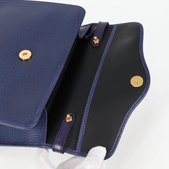 Christian Dior Hand Bag Leather 2way Purple Gold Auth 126994V