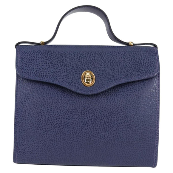 Christian Dior Hand Bag Leather 2way Purple Gold Auth 126994V