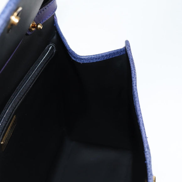 Christian Dior Hand Bag Leather 2way Purple Gold Auth 126994V