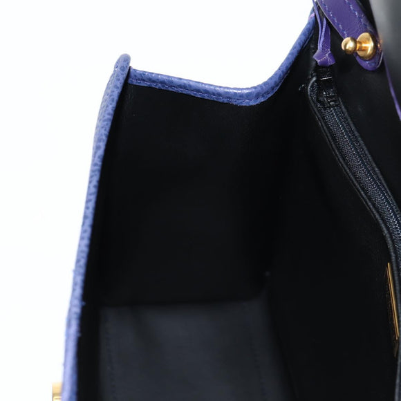 Christian Dior Hand Bag Leather 2way Purple Gold Auth 126994V