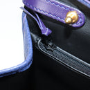 Christian Dior Hand Bag Leather 2way Purple Gold Auth 126994V-23
