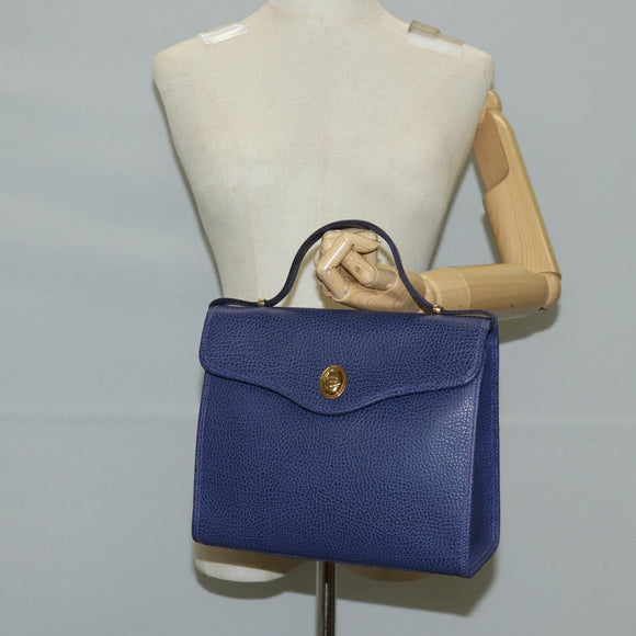 Christian Dior Hand Bag Leather 2way Purple Gold Auth 126994V