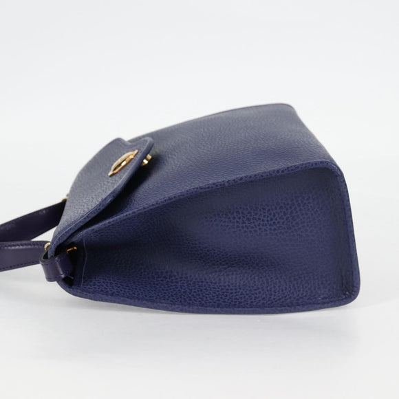 Christian Dior Hand Bag Leather 2way Purple Gold Auth 126994V