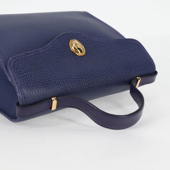 Christian Dior Hand Bag Leather 2way Purple Gold Auth 126994V