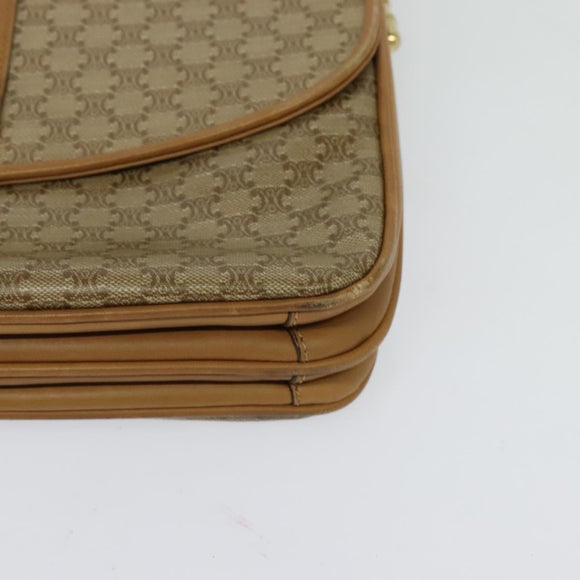 CELINE Macadam Canvas Shoulder Bag PVC Beige Gold Auth 126995
