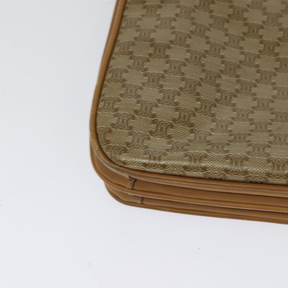 CELINE Macadam Canvas Shoulder Bag PVC Beige Gold Auth 126995