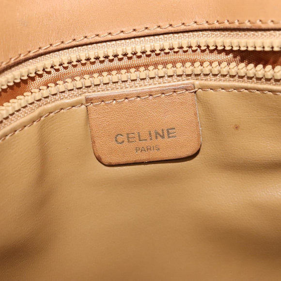CELINE Macadam Canvas Shoulder Bag PVC Beige Gold Auth 126995