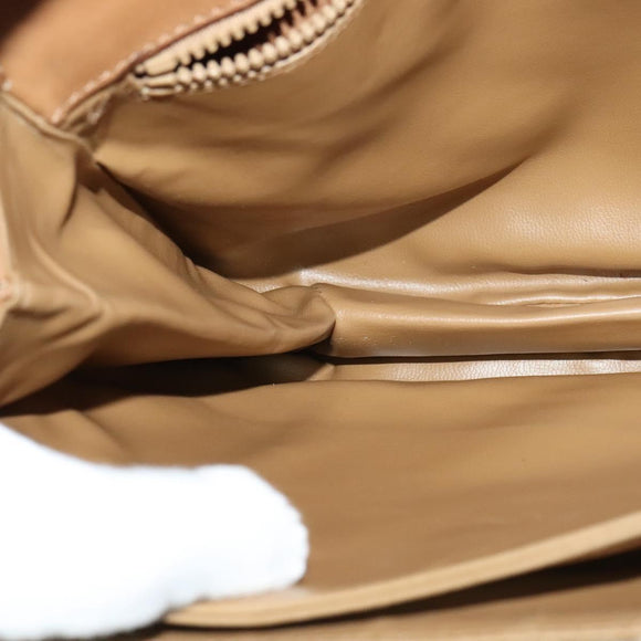 CELINE Macadam Canvas Shoulder Bag PVC Beige Gold Auth 126995