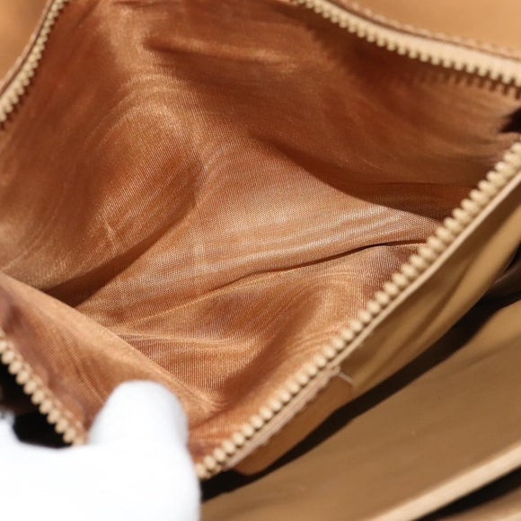 CELINE Macadam Canvas Shoulder Bag PVC Beige Gold Auth 126995