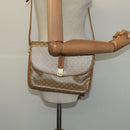 CELINE Macadam Canvas Shoulder Bag PVC Beige Gold Auth 126995-23