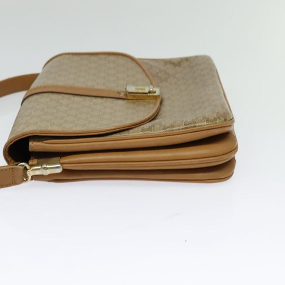 CELINE Macadam Canvas Shoulder Bag PVC Beige Gold Auth 126995