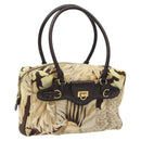 Salvatore Ferragamo Gancini Shoulder Bag Canvas Beige Gold Auth 126999-1