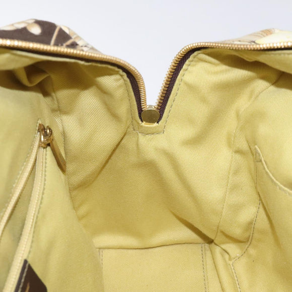 Salvatore Ferragamo Gancini Shoulder Bag Canvas Beige Gold Auth 126999