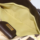 Salvatore Ferragamo Gancini Shoulder Bag Canvas Beige Gold Auth 126999-21