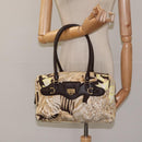 Salvatore Ferragamo Gancini Shoulder Bag Canvas Beige Gold Auth 126999-22