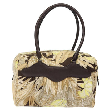 Salvatore Ferragamo Gancini Shoulder Bag Canvas Beige Gold Auth 126999 - 0