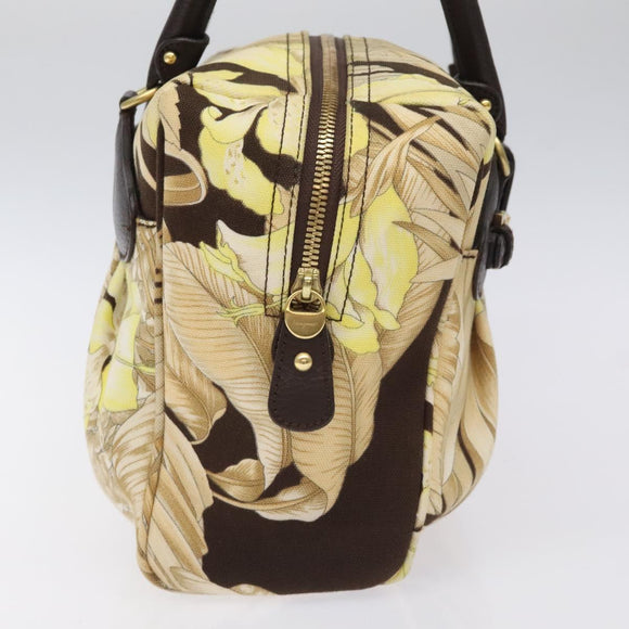 Salvatore Ferragamo Gancini Shoulder Bag Canvas Beige Gold Auth 126999