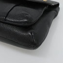 MCM Studs Chain Shoulder Bag Leather Black Gold Auth 127008-9