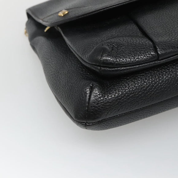 MCM Studs Chain Shoulder Bag Leather Black Gold Auth 127008