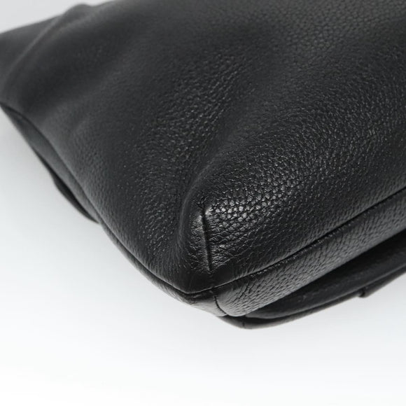 MCM Studs Chain Shoulder Bag Leather Black Gold Auth 127008