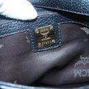 MCM Studs Chain Shoulder Bag Leather Black Gold Auth 127008-12