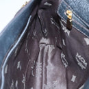 MCM Studs Chain Shoulder Bag Leather Black Gold Auth 127008-19