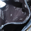 MCM Studs Chain Shoulder Bag Leather Black Gold Auth 127008-20