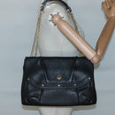 MCM Studs Chain Shoulder Bag Leather Black Gold Auth 127008-21