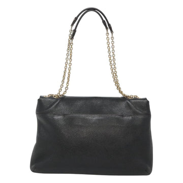 MCM Studs Chain Shoulder Bag Leather Black Gold Auth 127008 - 0