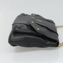 MCM Studs Chain Shoulder Bag Leather Black Gold Auth 127008-4