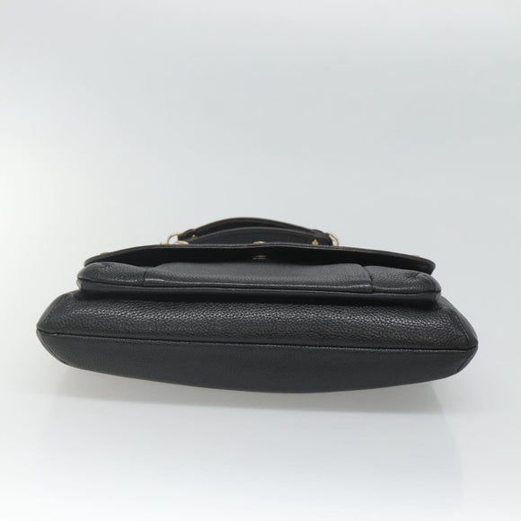 MCM Studs Chain Shoulder Bag Leather Black Gold Auth 127008